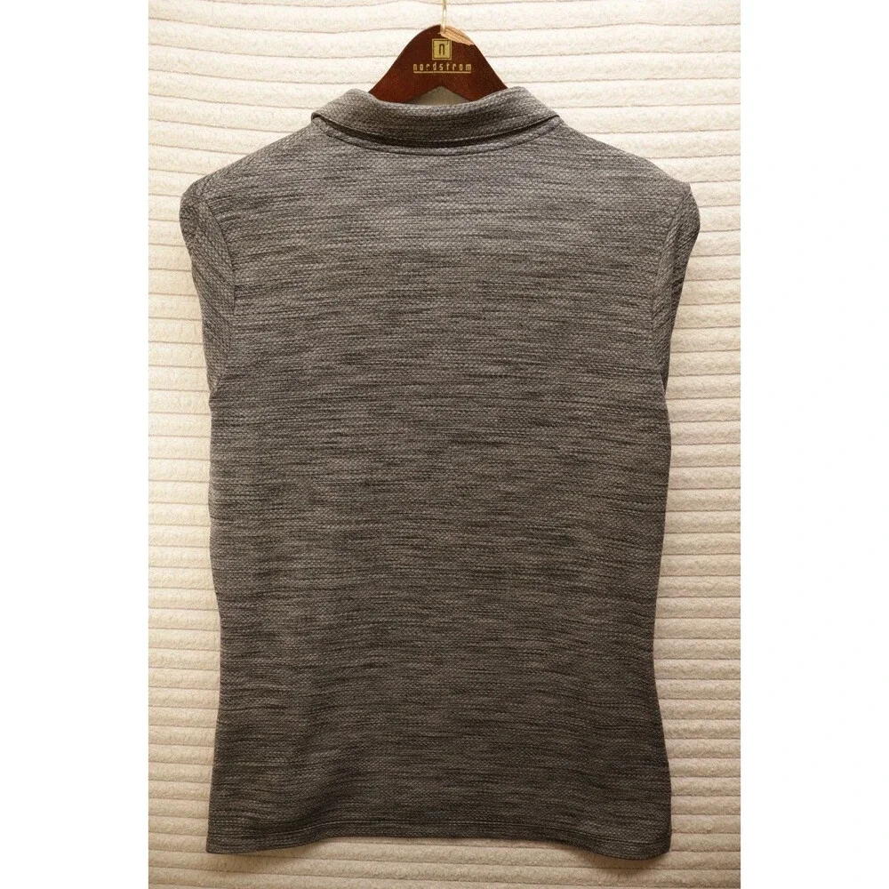 Nike Dri-Fit Mens L Gray Collar Golf Polo Shirt Standard Fit Button Quarter